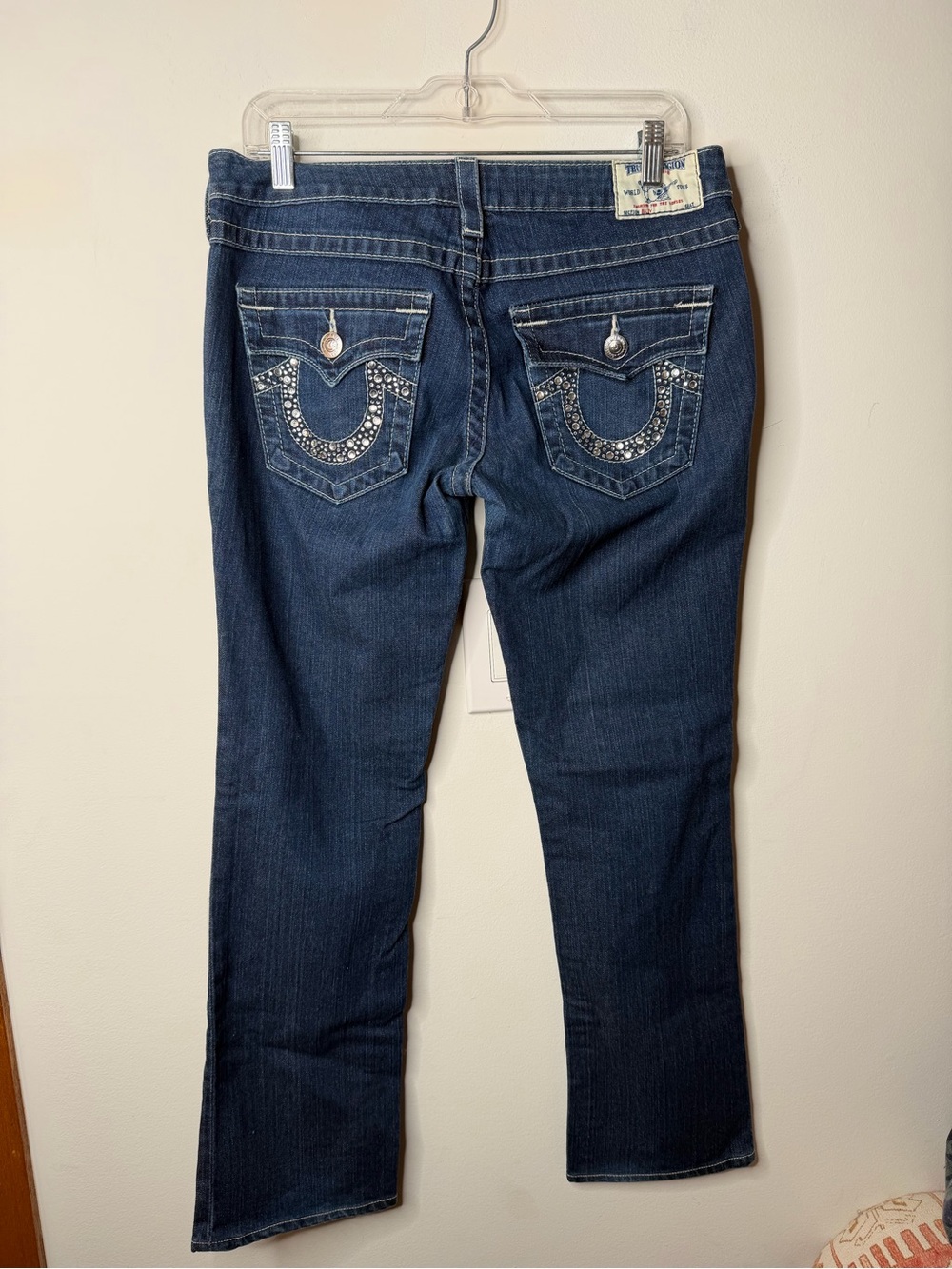 True Religion Joey Flare Jeans Dark Wash Crystal Horseshoe USA Women’s 29 - Picture 6 of 9